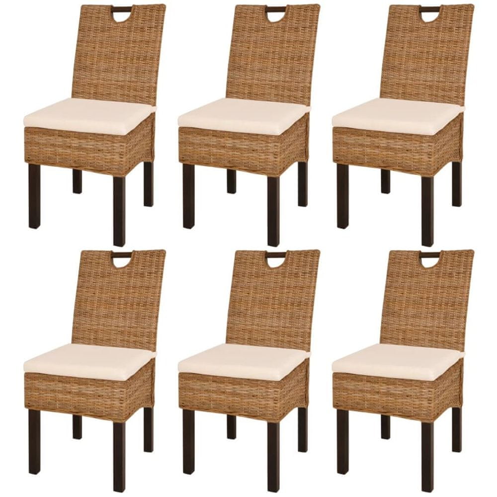 Petromila vidaXL Jedálenské stoličky, 6 ks, ratan kubu a mangové drevo